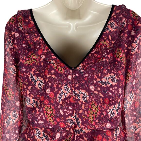 Cupcake and Cashmere Mixed Floral Printed Mini Dress Red Velvet Size 0 - Picture 9 of 12